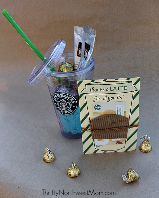 Thanks a Latte FREE Printable Great Idea for Teacher Gift! Thrifty