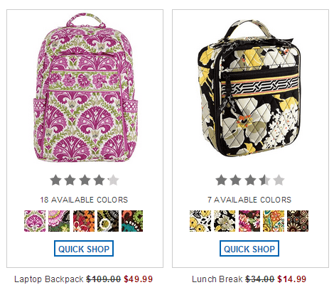 Vera Bradley Backpack and Lunch Tote on sale!