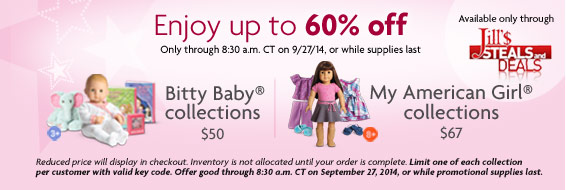 American Girl Dolls – Bitty Baby Deluxe Collection – 60-67% off!