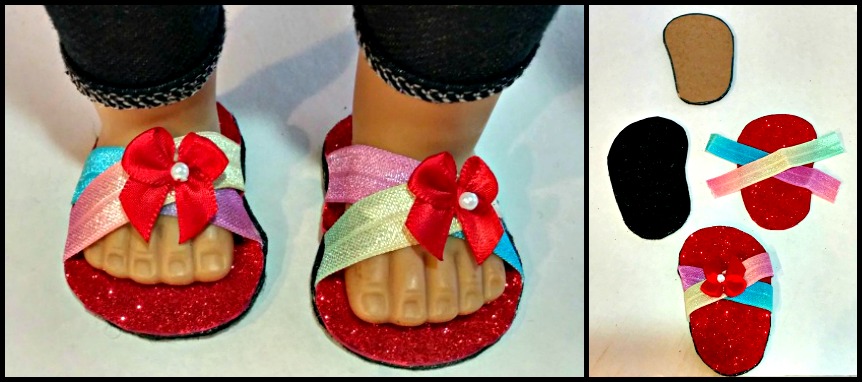 How To Make American Girl Doll Shoes / Sandals (No Sewing Required ...
