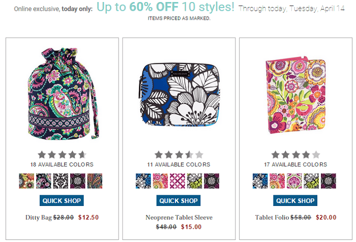 Vera Bradley Sale: Up To 60% OFF 10 Styles (Today Only)