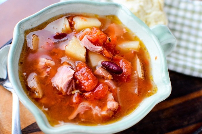 SLOW COOKER HAM AND VEGETABLE SOUP
