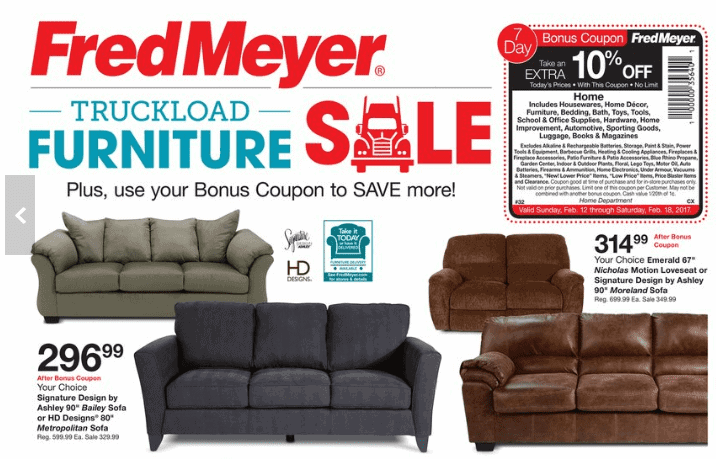 fred meyer truckload furniture event - couches under $300, 5-pc