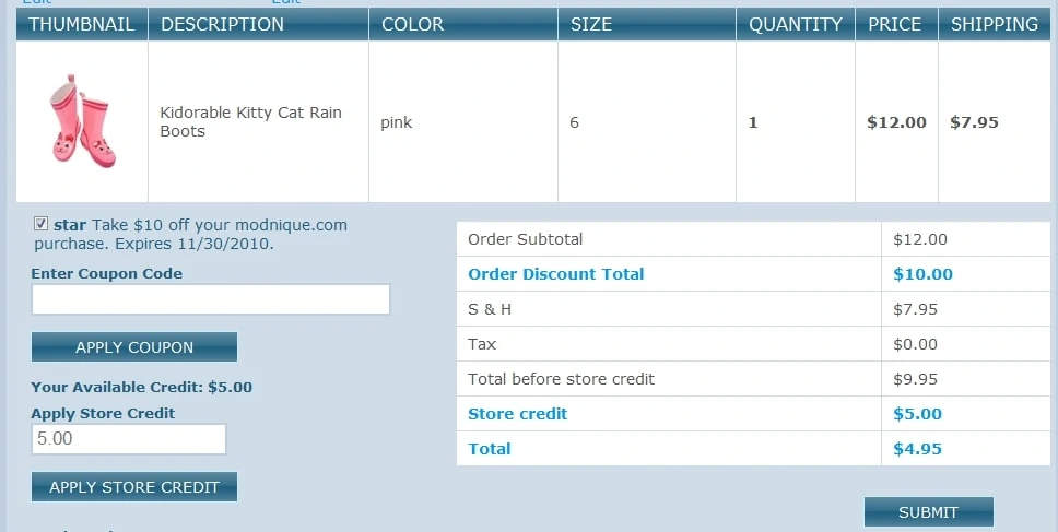 Modnique: $10 Coupon Code + $5 Credit for New Members = Kids Rain Boots – $4.95 shipped!