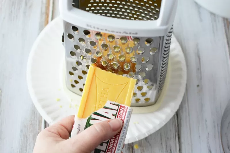 Grating Fels Naptha for Homemade Laundry Detergent