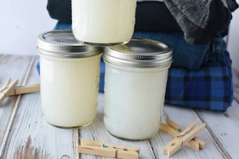 Homemade liquid laundry detergent is a frugal & all natural way to wash your clothes at home.