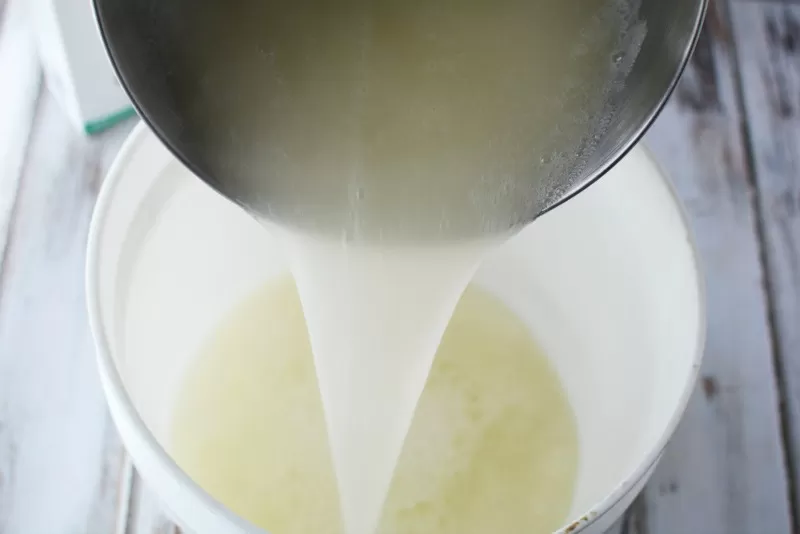 Pouring Laundry Detergent into bucket