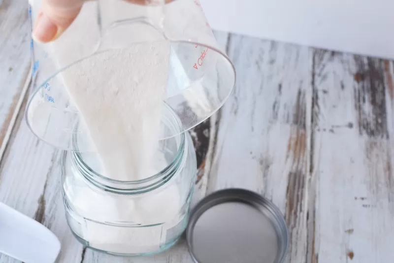 Storing Homemade Dishwasher Soap in Mason Jars