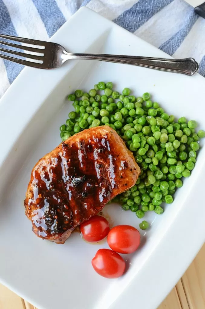 Honey Spice Glazed Pork Chops are an easy & fast dinner idea for busy nights