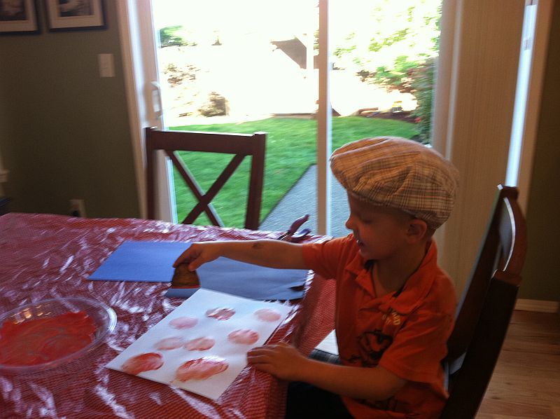Potato Print Pumpkins