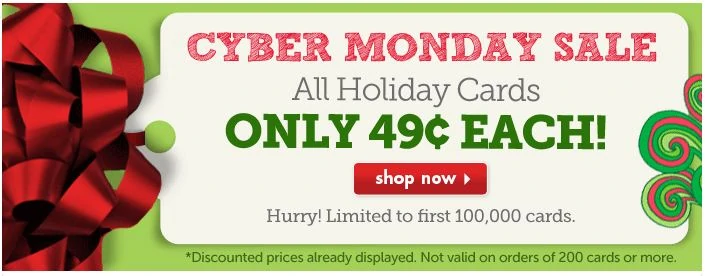 Cyber Monday deal from The Card Store – Get all Holiday Cards for $0.49 plus FREE Shipping!