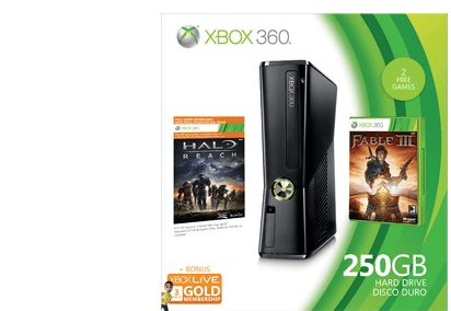 Xbox 360 250GB with Halo:Reach & Fable 3 for $199
