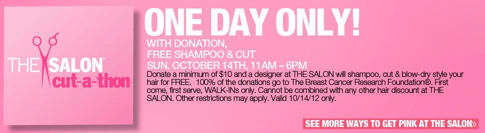 Ulta Salons: Free Haircut & Style with $10 Donation for Breast Cancer Research