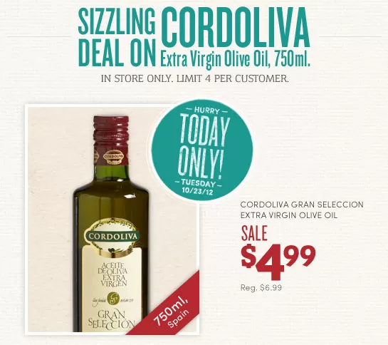 Cost Plus World Market – Extra Virgin Olive Oil (750 ml) $4.99 (Today Only)
