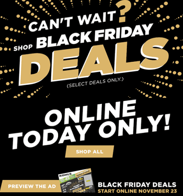 Kohl’s Online Black Friday Deals Are Live Today For Select Deals! (Today Only)
