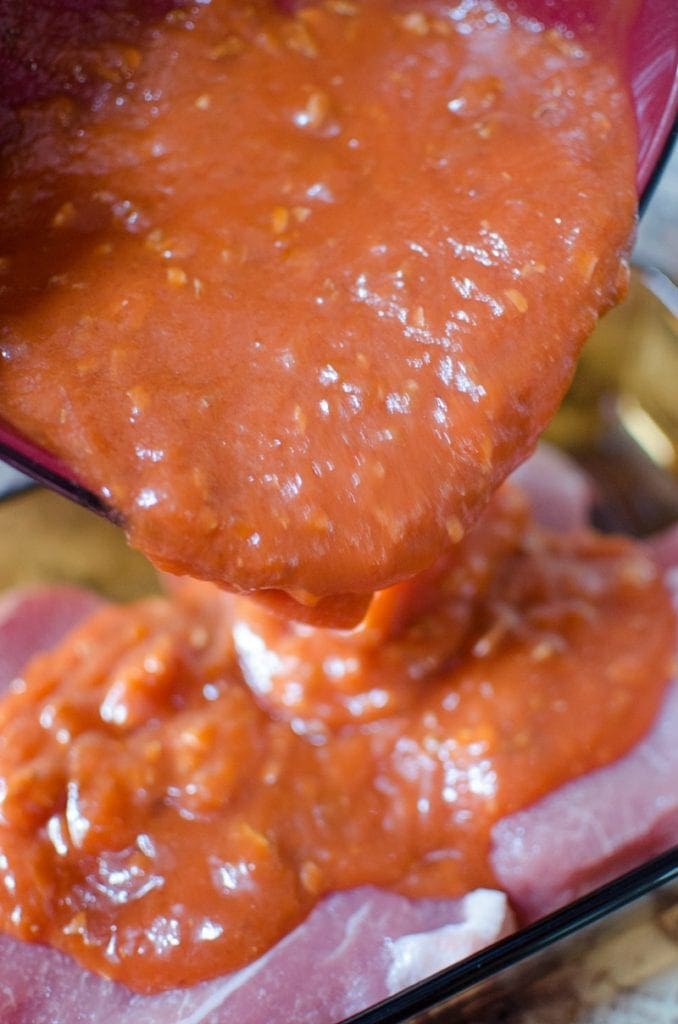Adding sauce mix to Apricot Pork Chops