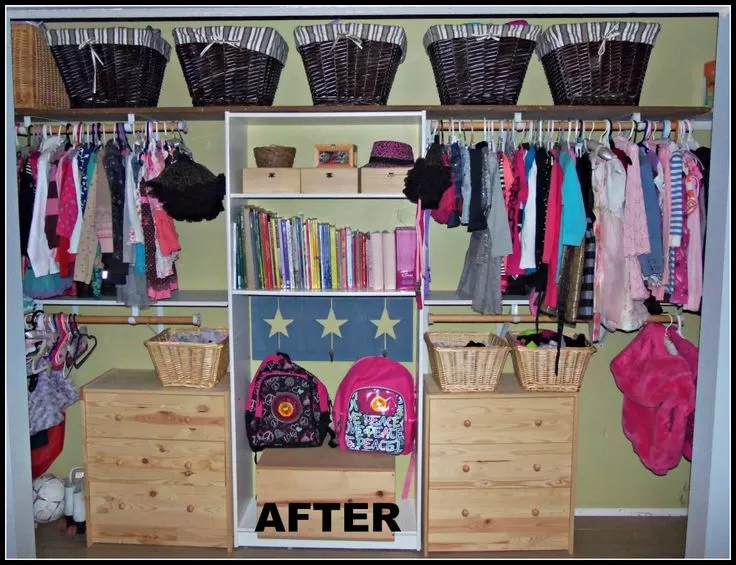 The girls simple bedroom DIY closet organizer –