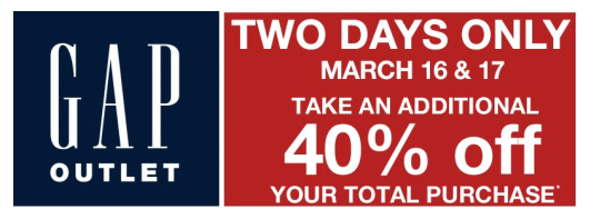Gap Outlet Coupon: 40% off Entire Purchase