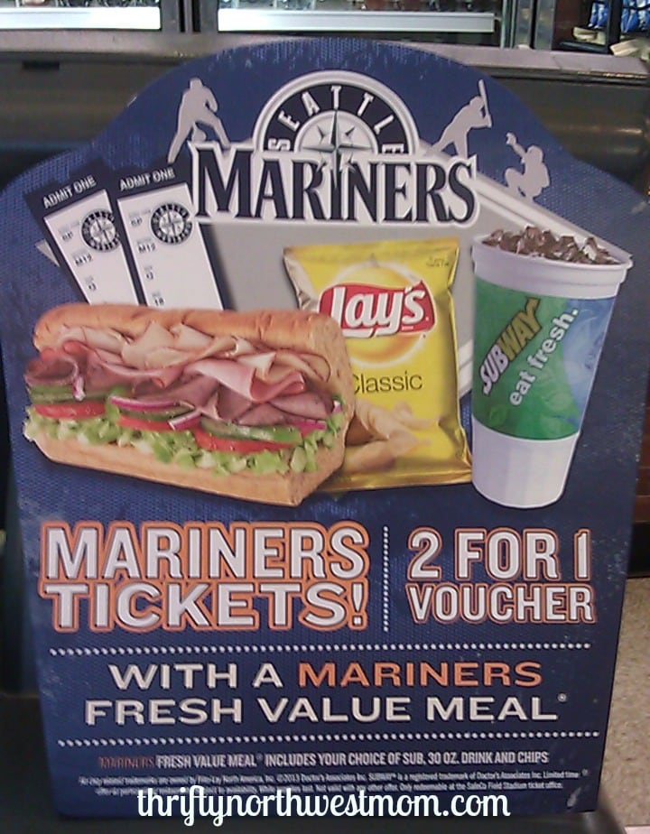 Mariners Discount Tickets Buy 1 Get 1 Free Tickets with Subway Meal