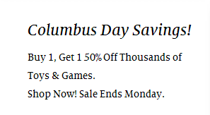 Columbus Day Savings