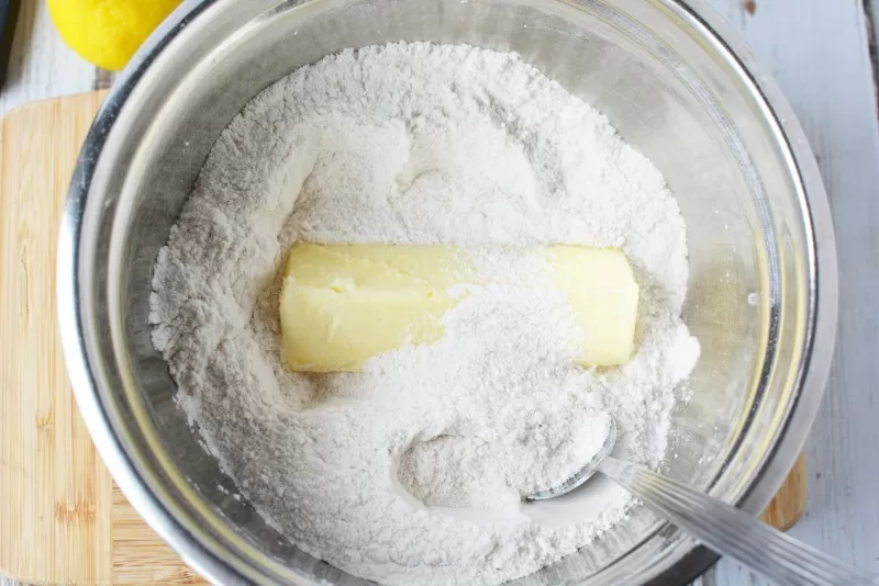 Mixing ingredients together for Blueberry Coffee Cake Recipes