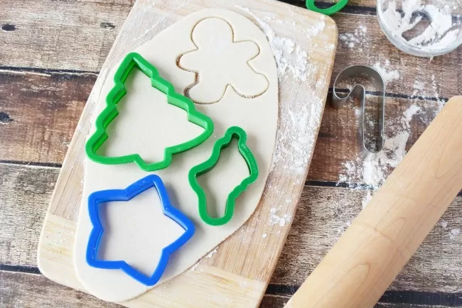 Cutting out Salt Dough for Ornaments