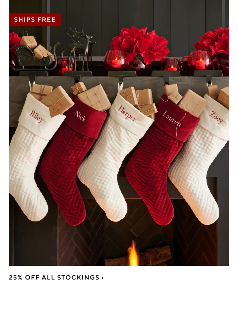 Pottery Barn Stockings – Extra 20% off! As low as $7.19!