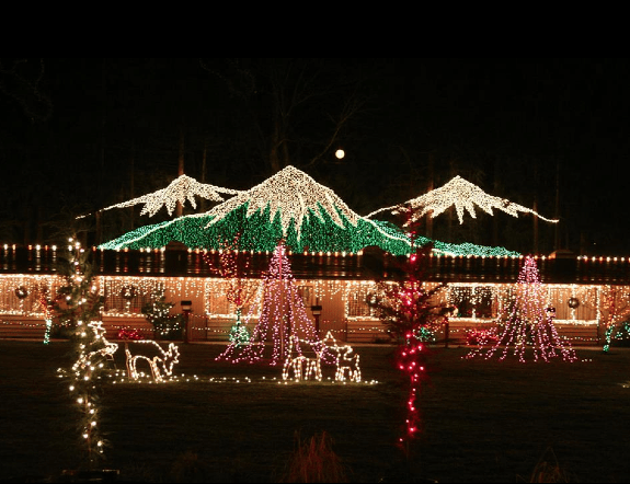 Lights of Christmas mountain scenes