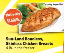 boneless skinless chicken breast $1.50/lb