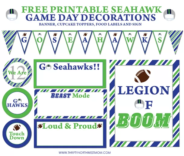 Free Printable Seahawks Game Day Decorations