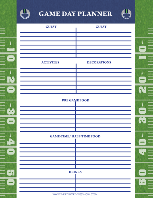 Free Seahawks Printable Game Day Planner