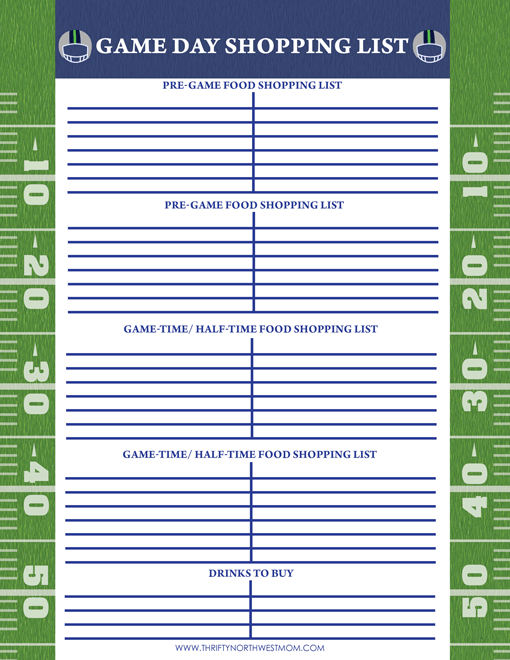 Party Planning Printable Shopping List