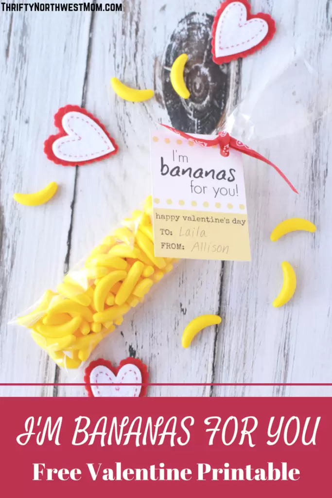 Free Printable Valentine Card Idea – “I’m Bananas for You”