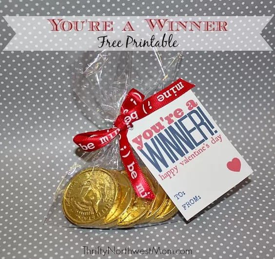 youre a winner free printable for Valentines Day