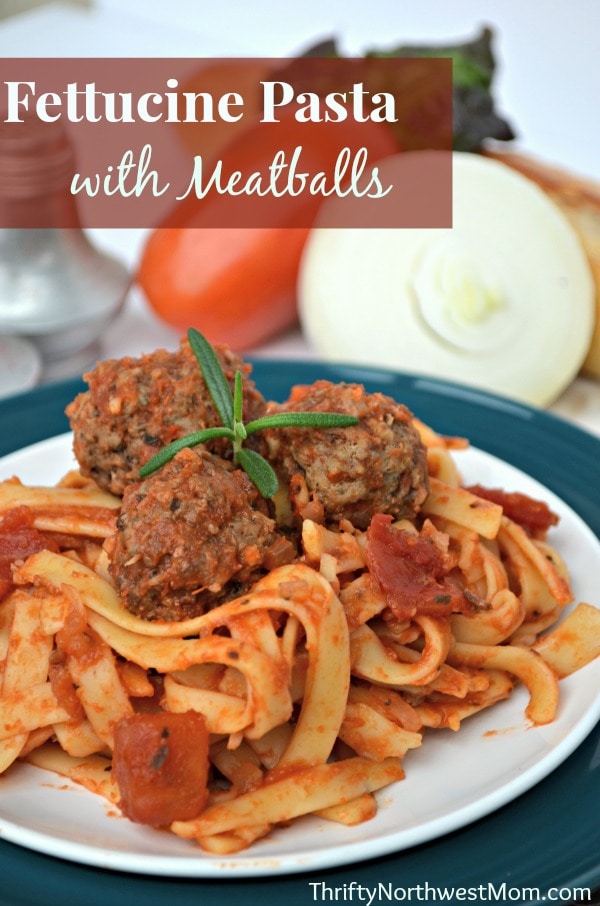 Ground Beef Meatball Recipe Fettucine Pasta with Meatballs in the