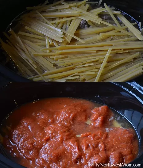 Fettucine Pasta & Meatballs in Slow Cooker