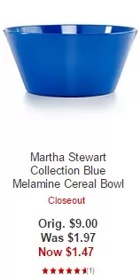 Martha Stewart Collection Blue Melamine Cereal Bowl