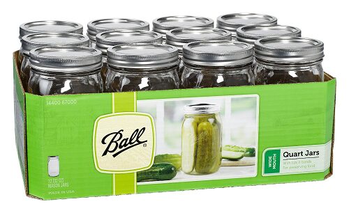 Ball Wide Mouth Quart Jars with Lids and Bands, Set of 12