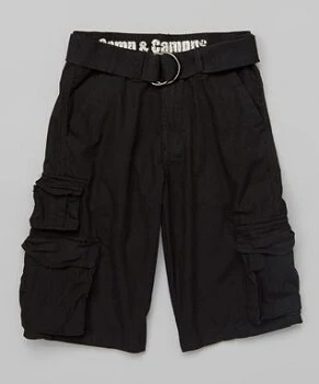 Black Belted Seven-Pocket Cargo Shorts - Boys