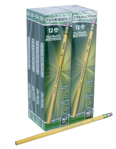 Dixon Ticonderoga Wood-Cased Pencils, #2 HB, Yellow, Box of 96