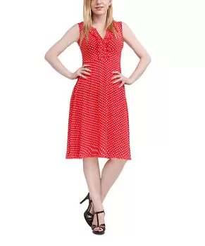 Red Polka Dot Sleeveless Dress