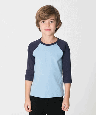 Baby Blue & Navy Raglan Tee