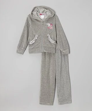 Gray 'Dance' Zip-Up Hoodie & Pants - Toddler & Girls