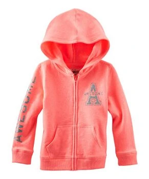 Neon Orange 'Awesome' Zip-Up Hoodie - Toddler & Girls