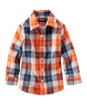 Orange Plaid Button-Up - Toddler & Boys