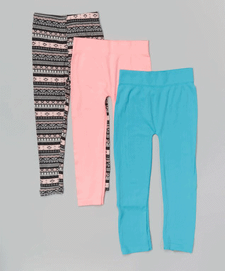 Pink, Blue & Fair Isle Leggings Set