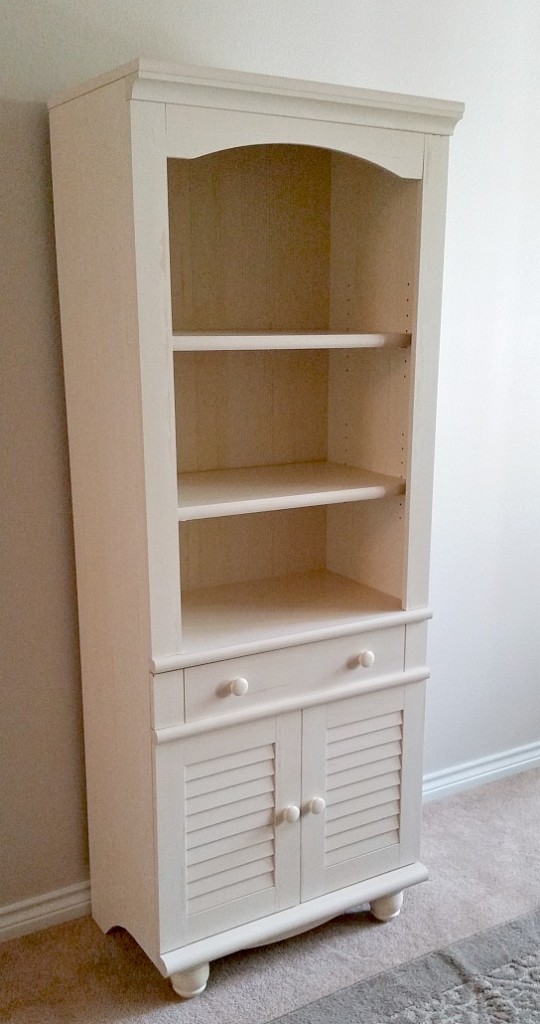 Affordable Shelving From Sauder, Sauder Harbor View Library Bookcase With Doors Antiqued White Finish