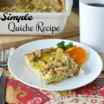 This Simple Quiche Recipe uses bread for the crust for a fast & easy breakfast idea.