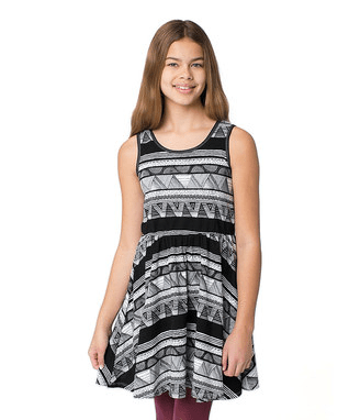 White & Black Afrika Skater Dress