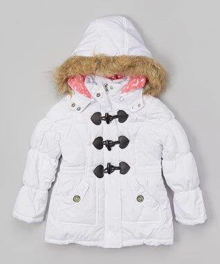 White Toggle Puffer Coat